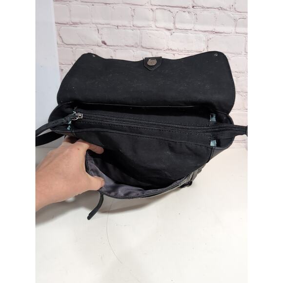 THE Sak Ventura Convertible Strap Backpack Black Leather Canvas Studs 2 straps - Picture 12 of 16